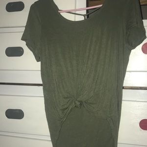 Dark green open half back shirt